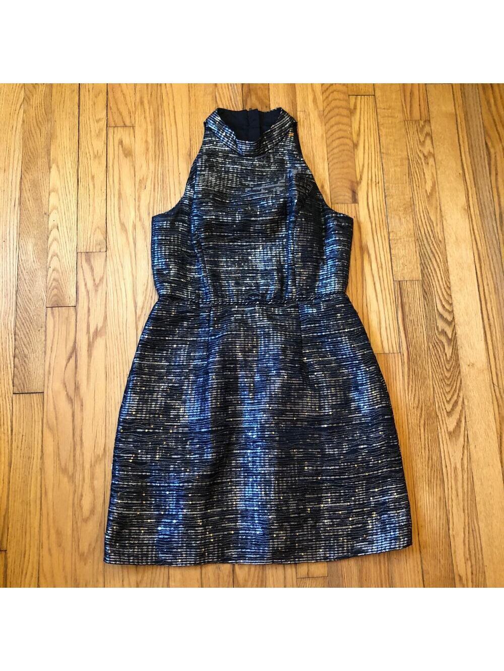 Aidan by Aidan Mattox Women's EUC Black and Gold Mock Neck Cocktail Dress -Sz 8